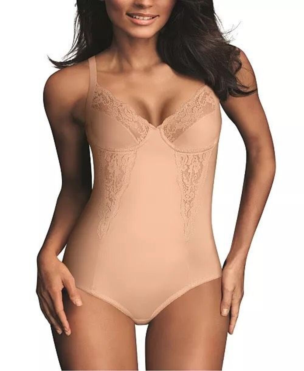 Maidenform Ultra-Firm Tummy Control Shapewear Bodysuit Underwire Bra Paris Nude
